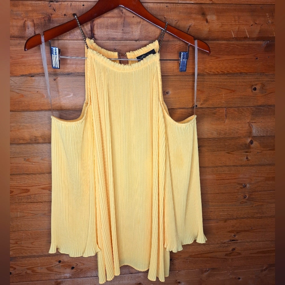 ❤️ Thalia Sodi Yellow Cold Shoulder Women's Top Flowy Size XL